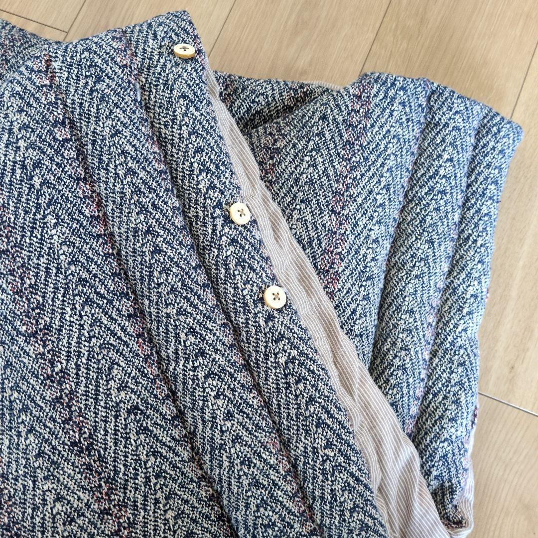 45R コットン ツイード ダウン ストール　ポンチョ