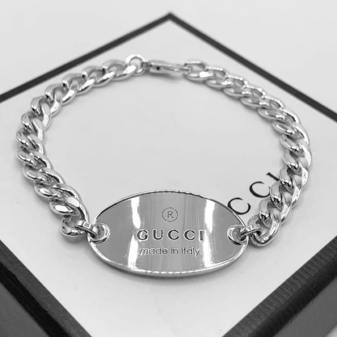 【美品/希少】GUCCI ブレスレット　トレードマーク　ロゴ　925 17cm