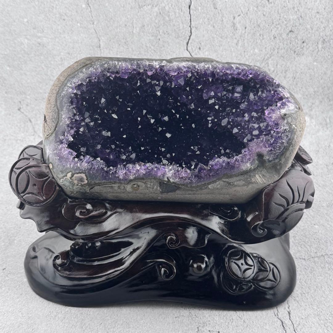 G-132アメジストクラスター ドーム 原石 天然石 パワーストーン　聚寳盆型