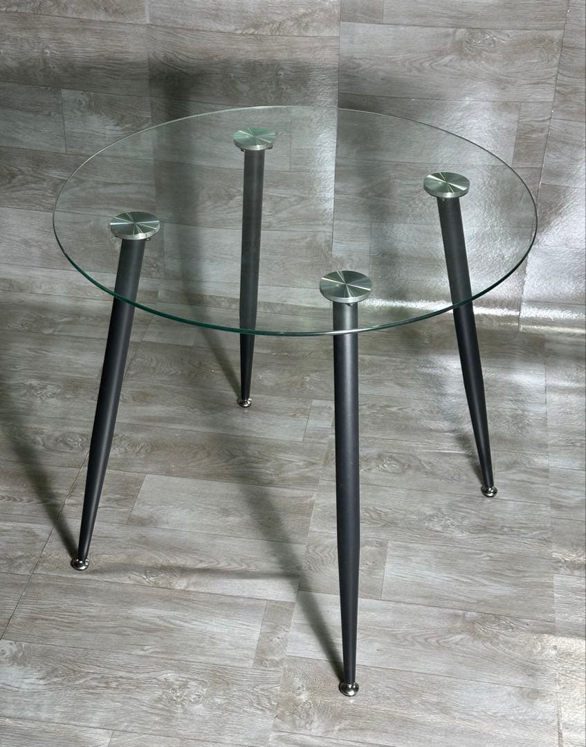 丸テーブル オシャレ 強化ガラス テーブル ラクラク組立 テーブル 新品