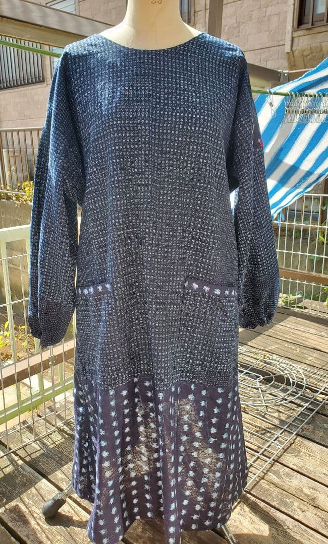 久留米絣の割烹着、エプロン