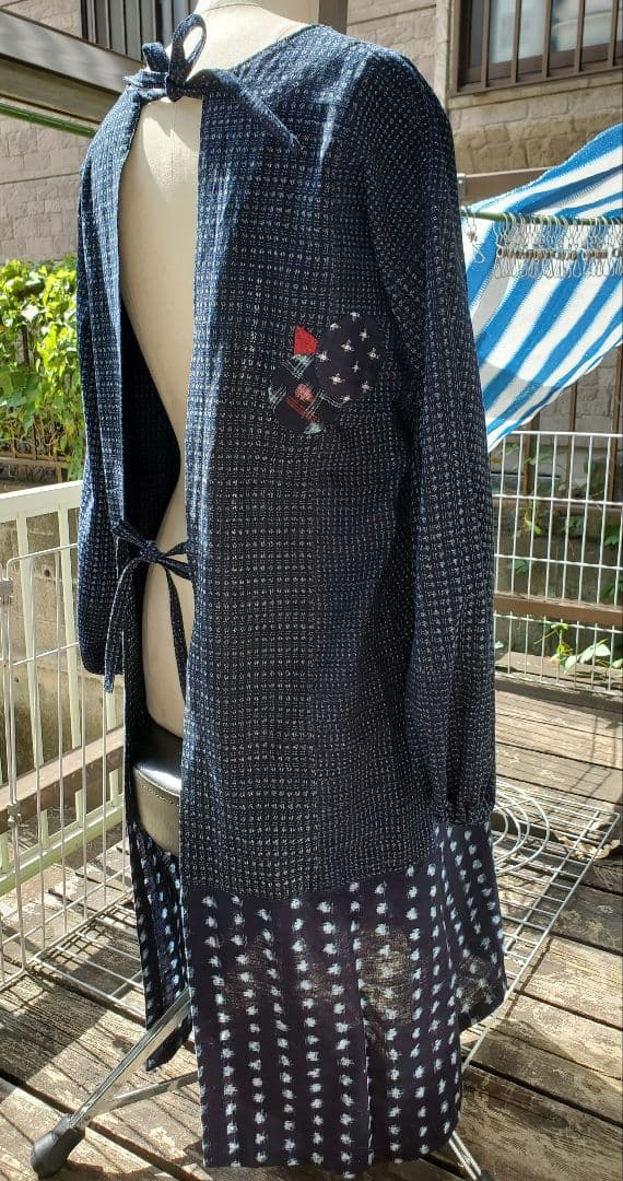 久留米絣の割烹着、エプロン