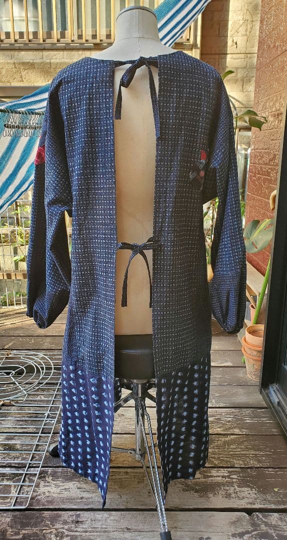 久留米絣の割烹着、エプロン