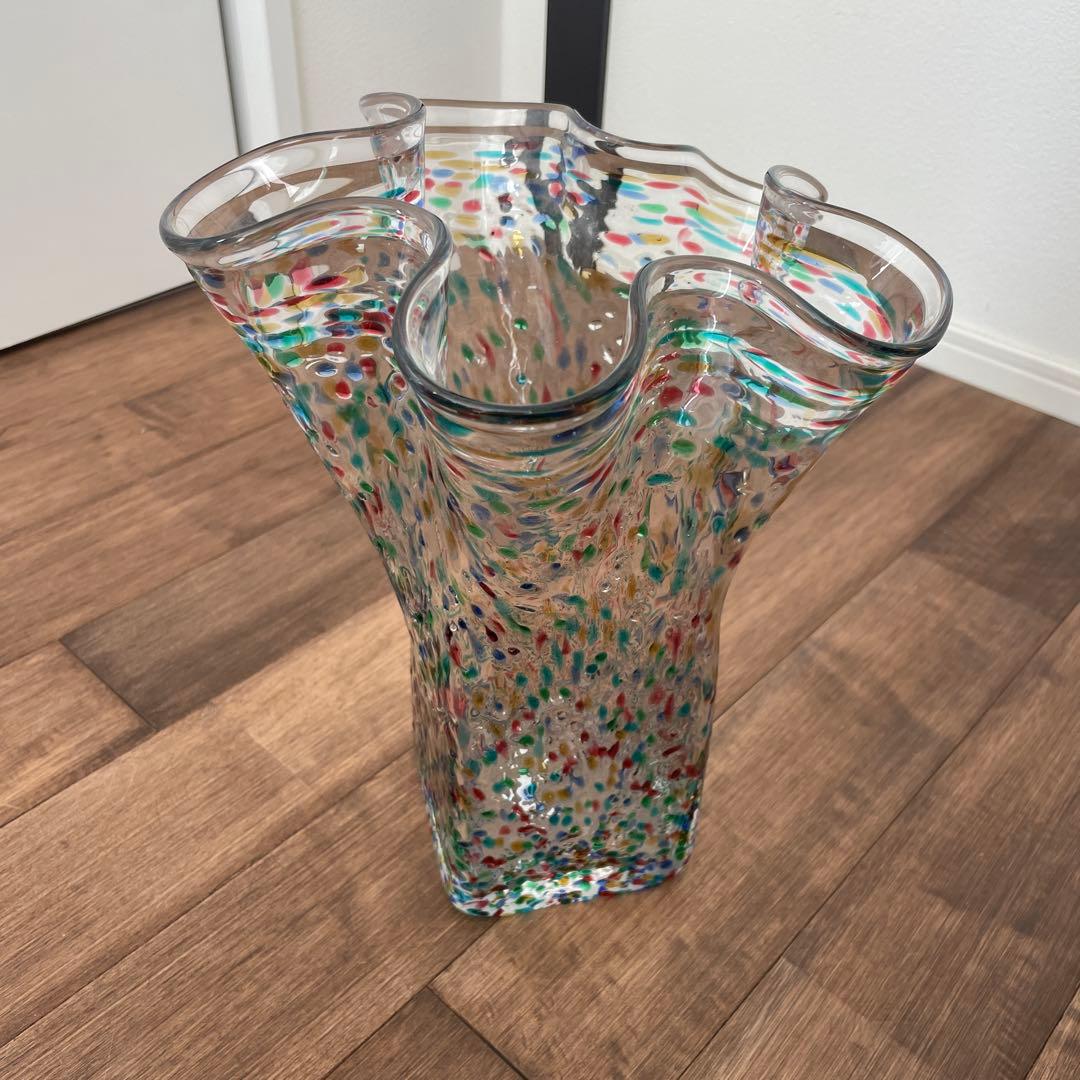 津軽びいどろ 花器　天開 フリル花器大ねぶた