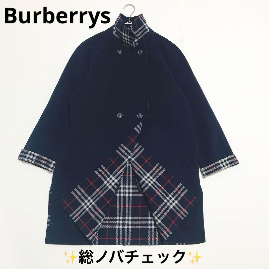 Burberrysバーバリーズ総ノバチェックウールコートカシミヤ混