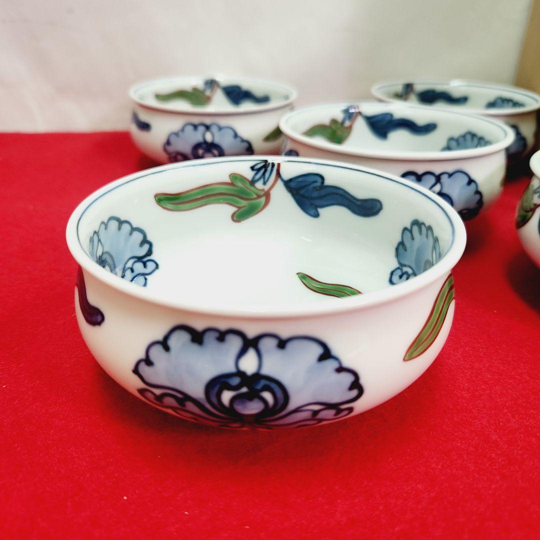 源右衛門窯　染錦唐花牡丹絵　取鉢　セット　取り皿　未使用　和食器