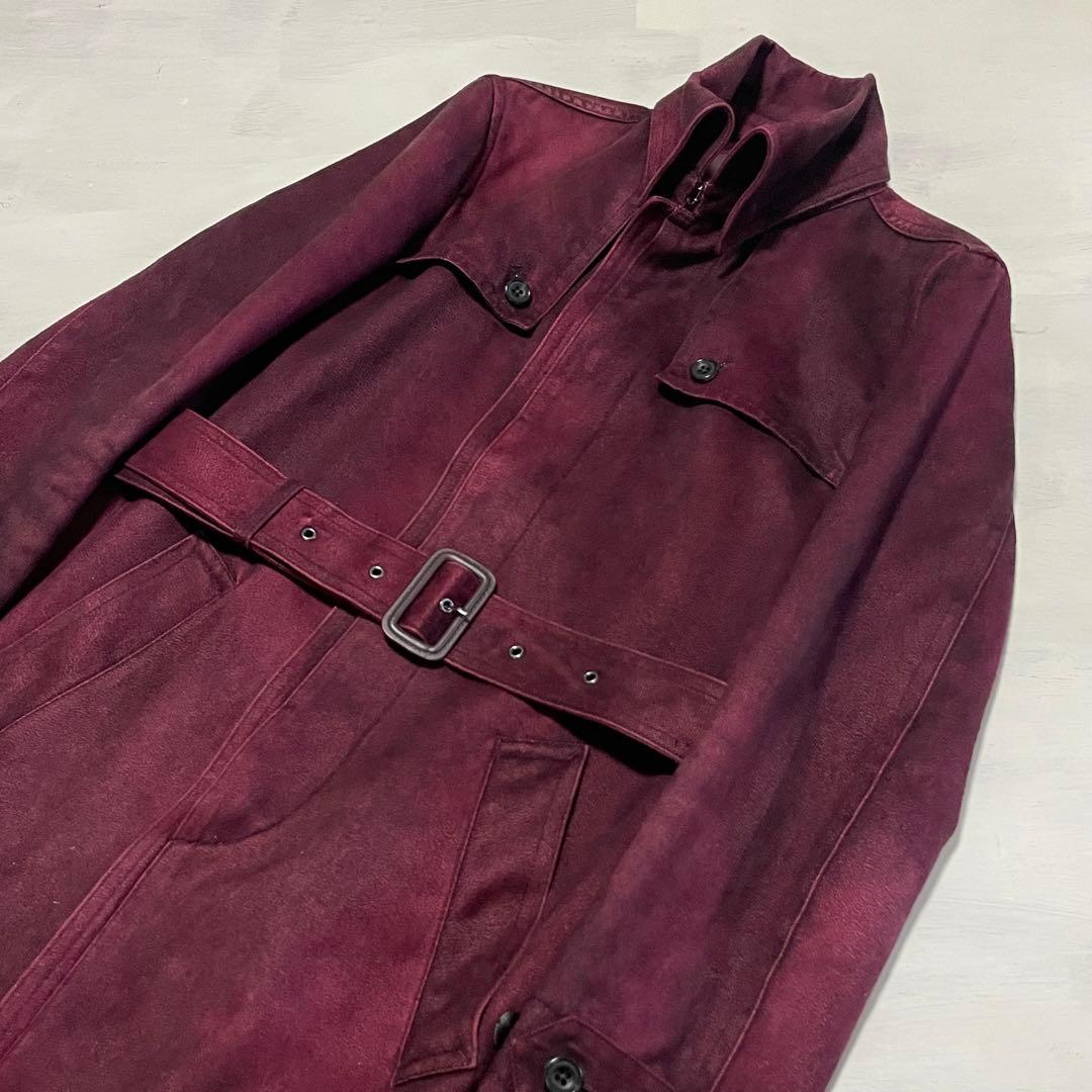 レア TORNADO MART スエードヘアライン柄返し衿シングルトレンチコート