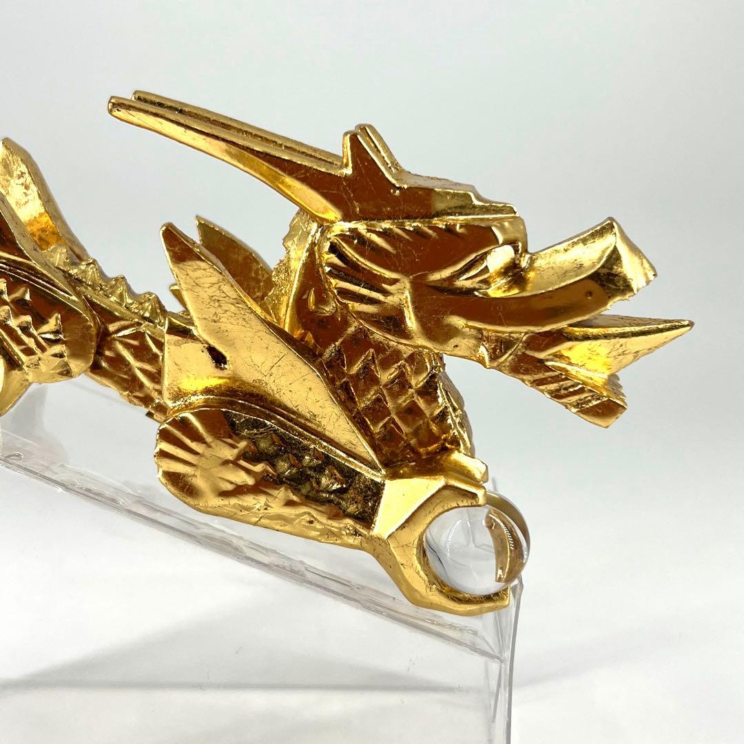 端午の節句　飾竜頭木彫金箔張り水晶玉付き
