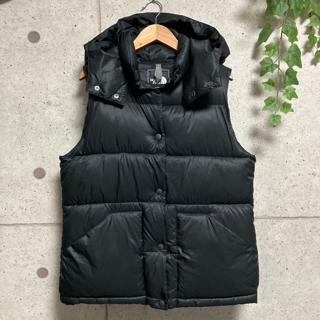 ノースフェイス キャンプシエラベスト 中綿 ブラック フード取り外し可能