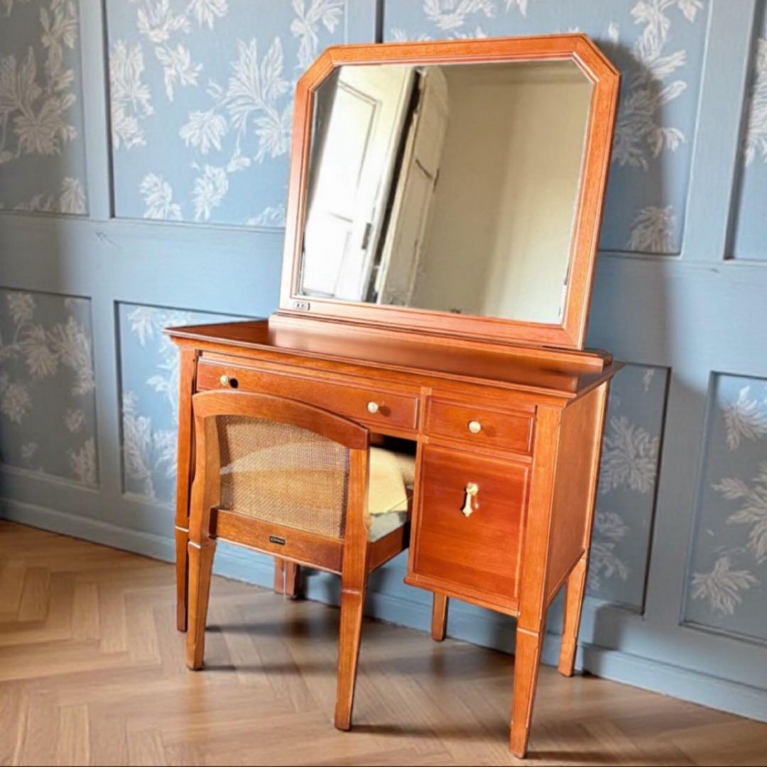 KZ006 マルニ木工　地中海　ドレッサー　椅子付　maruni 鏡台