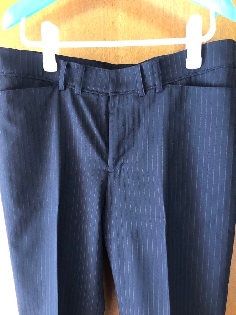 【大きいサイズ】 Framtida パンツスーツ　上下　紺　ストライプ