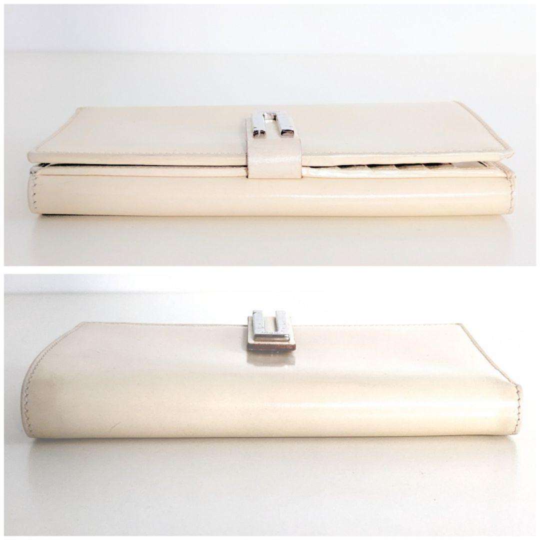 良品 フェラガモ ヴィンテージ レザー 財布 アイボリー 白 レディース メンズ