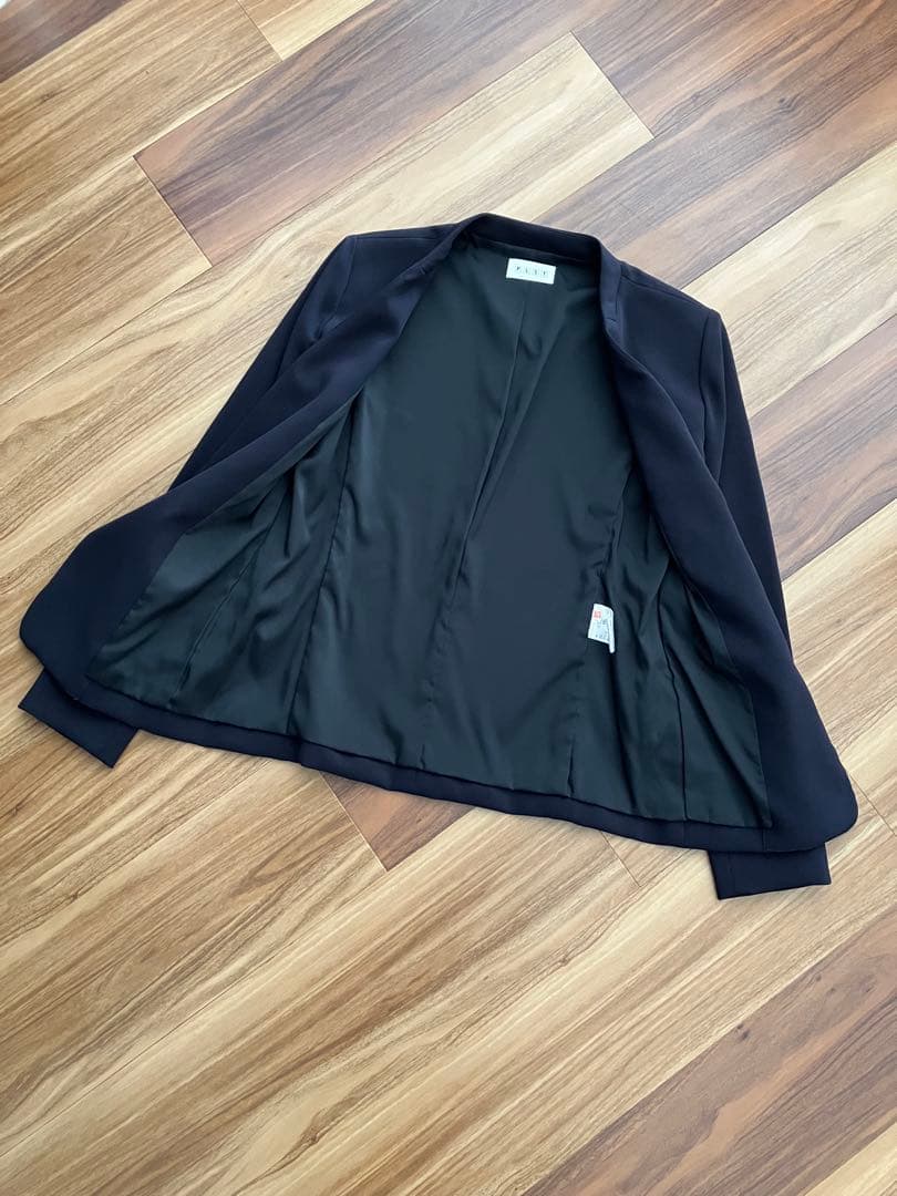 美品 PLST プラステ カラーレスジャケットパンツスーツ ネイビー S 卒業式