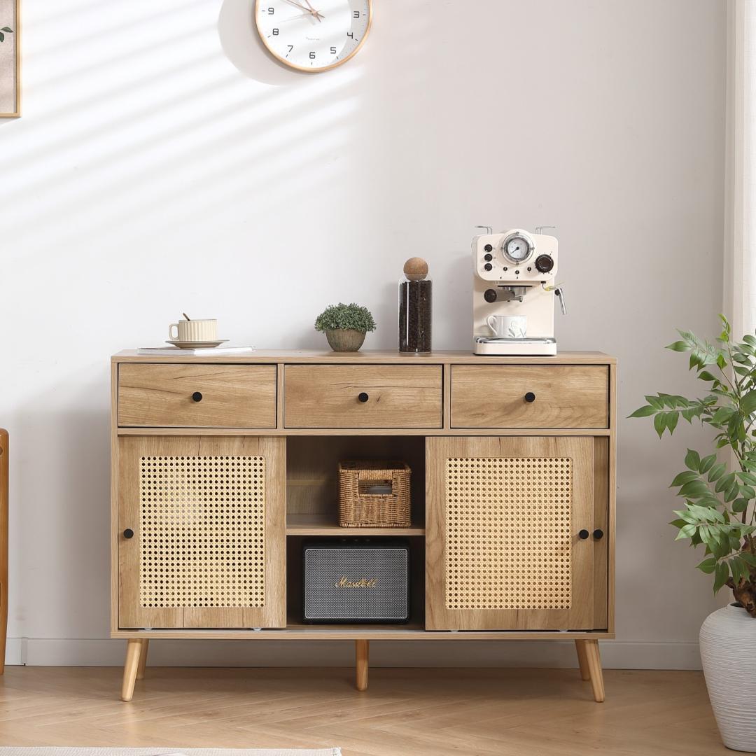 人気再入荷！サイドボード チェストラタン調　収納棚 整理タンス 北欧　収納 箪笥