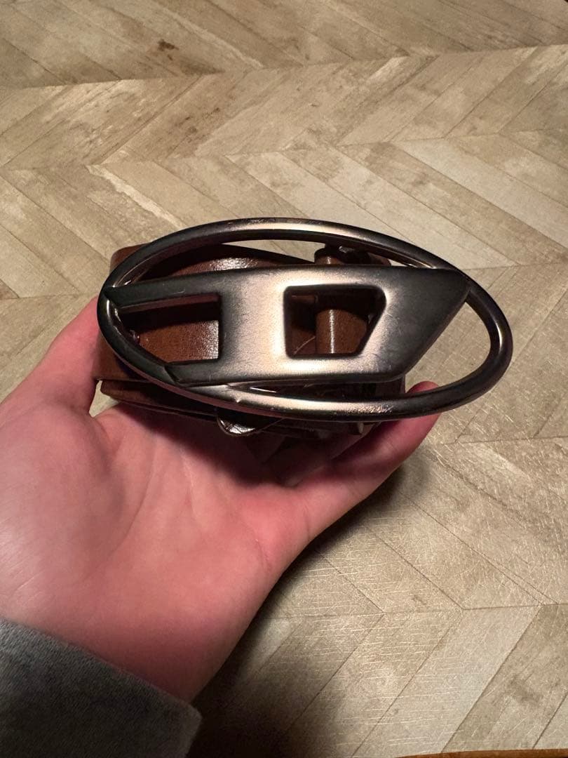 DIESEL ブラウン レザー ベルト 32 24時間限定商品