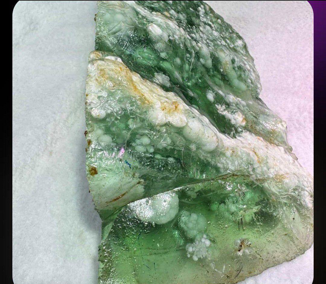 超超超希少石グリーンラリマー‼️14mm内径約17センチ 雪花オブシディアン