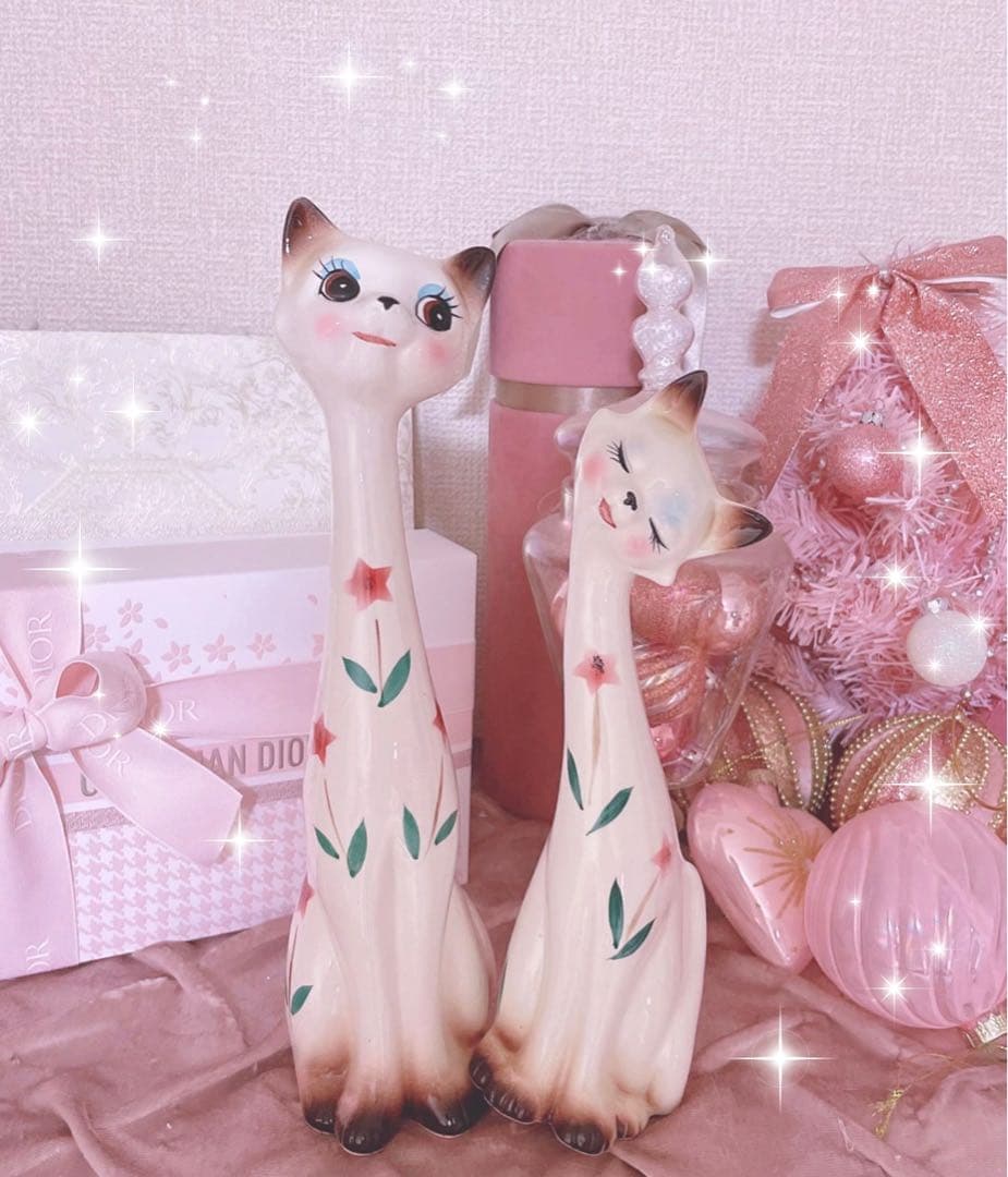 レア♡アンティーク♡シャム猫♡置物♡骨董品♡昭和レトロ♡インテリア♡陶器品♡