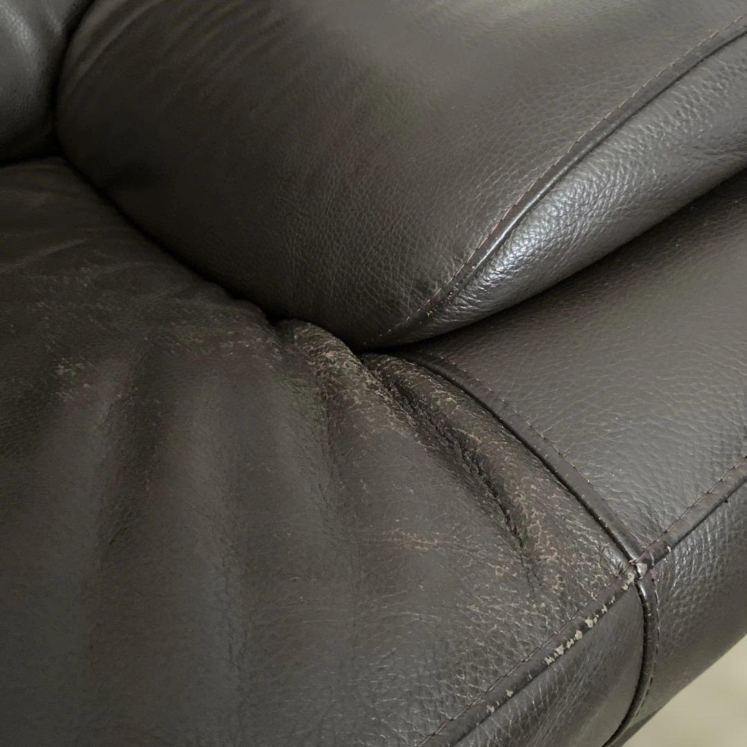 革ソファ　2.5人掛け シボ加工　茶色　日本製　ソファー　ブラウス　牛革