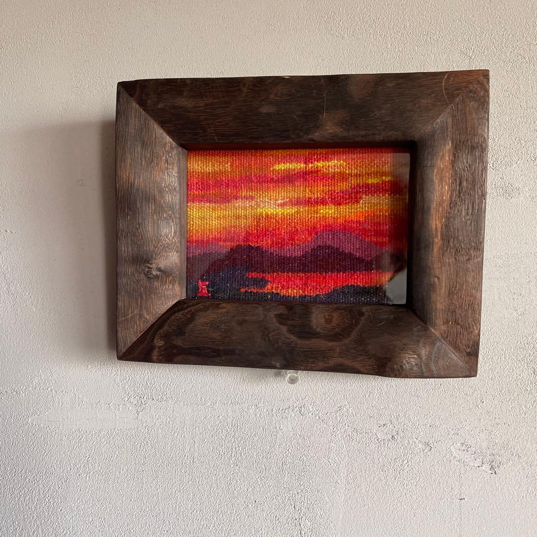 フレミッシュ織　額付　（北欧　スウェーデン織物）