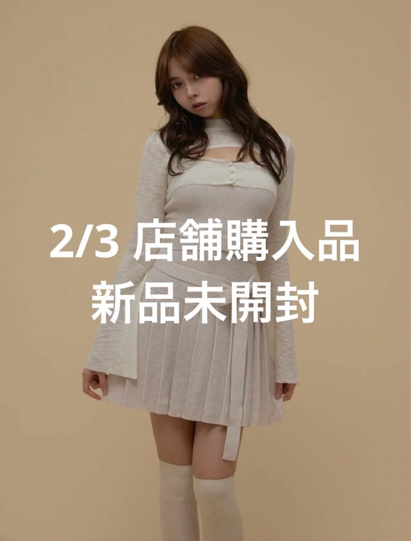 ワンピース andmary Mimi ribbon mini dress beige