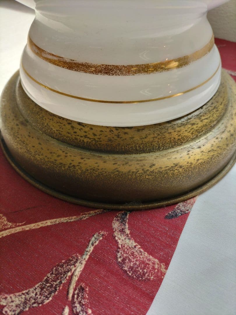 ヴィンテージ　花柄ガラスシェード　有田焼陶器ベース　フロアスタンド　照明器具