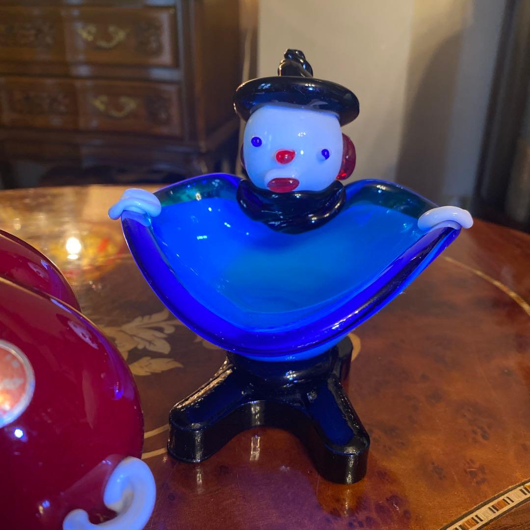イタリア　ムラーノ　ガラス　ピエロ　3種　3体　小物置き　インテリア　レア　希少