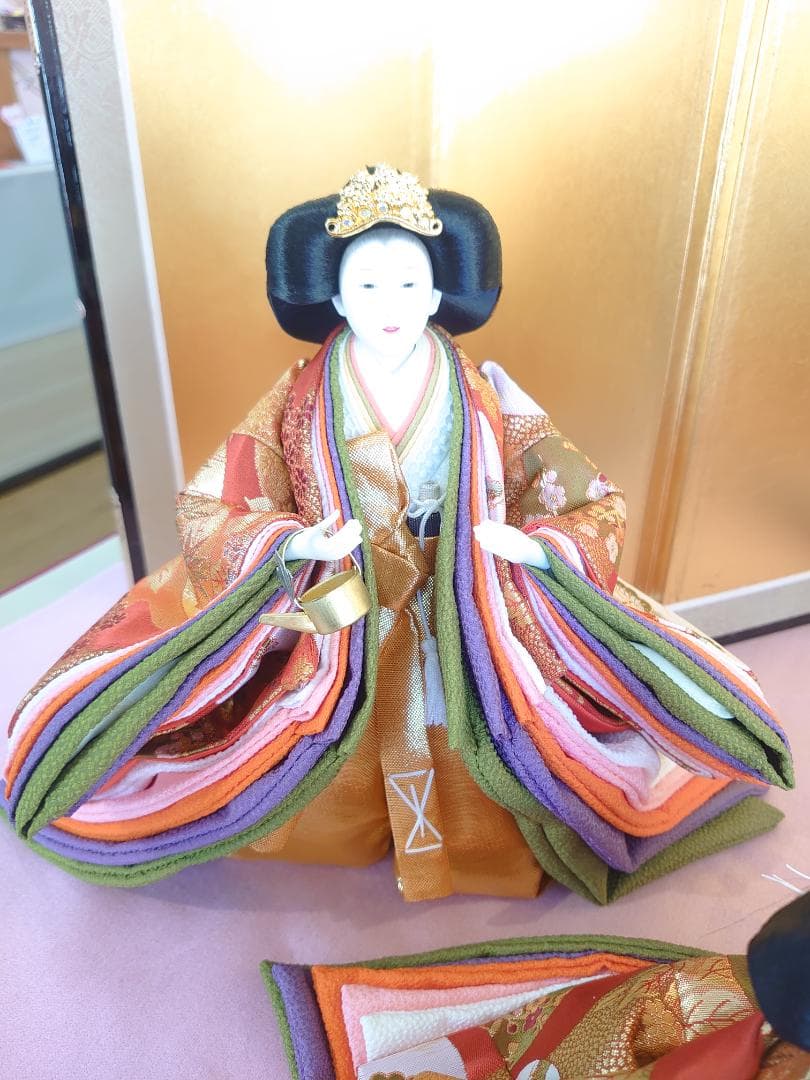 ●金襴衣装三人官女（大）　キラキラ入り　●おひなさま　●お雛様