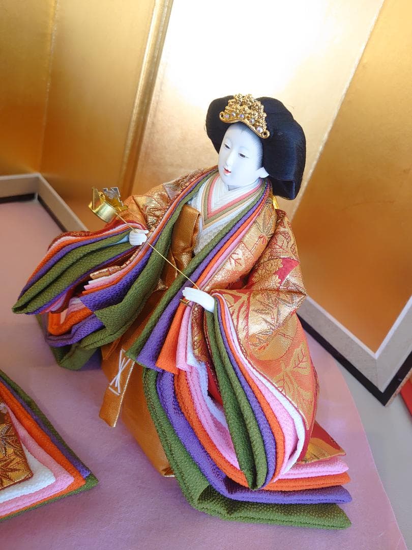 ●金襴衣装三人官女（大）　キラキラ入り　●おひなさま　●お雛様