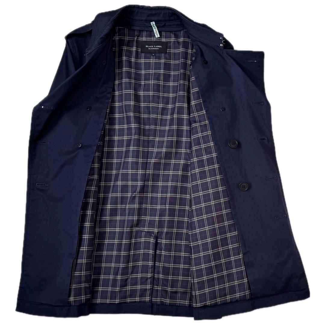 バーバリーブラックレーベル ライナー付ダブルショートトレンチコート ネイビー紺M