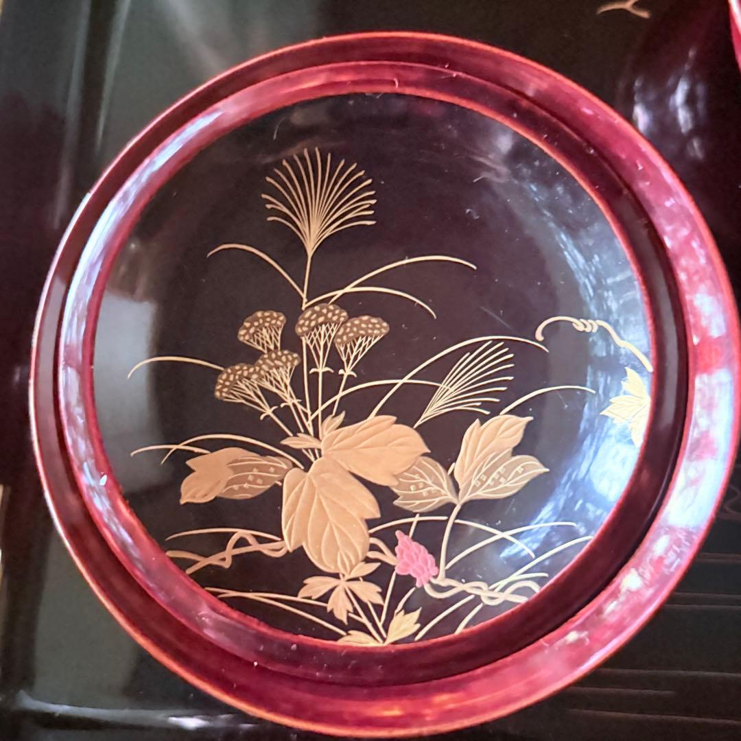 2244様感謝‼️感謝価格‼️超絶JAPAN蒔絵あけぼの❌黒 秋草蒔絵　茶懐石椀5客
