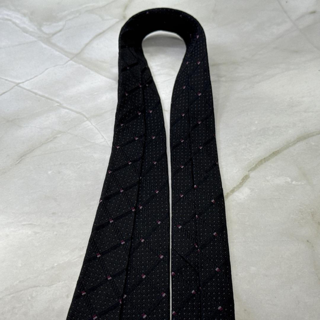 ☆即発 グッチ GUCCI ネクタイ ダイヤ織 パープルドット エンブレム 美品