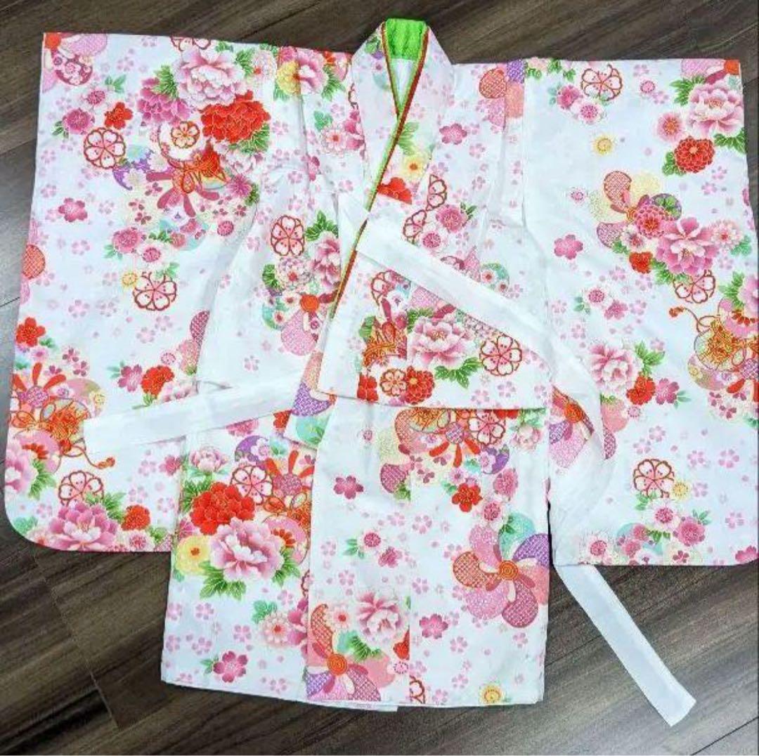 753 七五三衣装 ピンク 花柄 着物　3歳　女の子