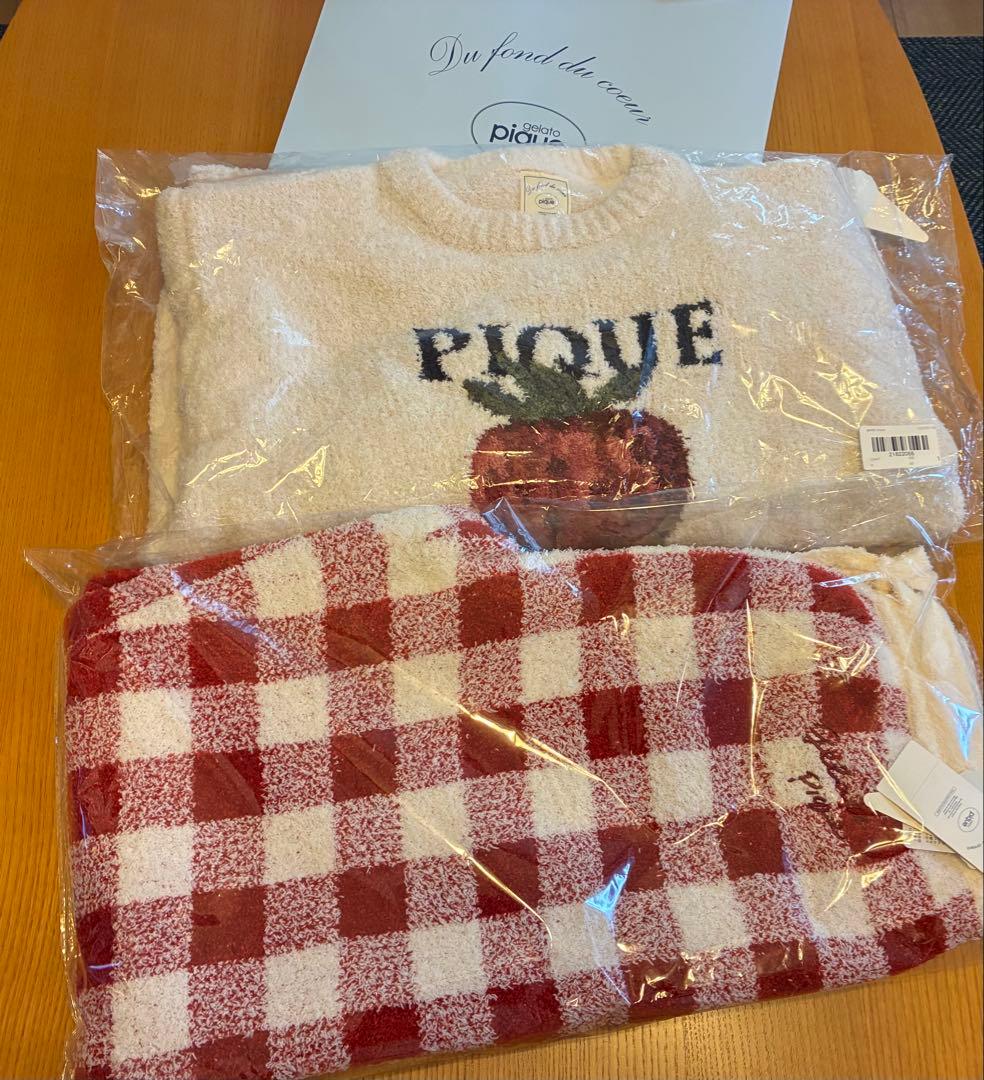 新品未開封　ジェラートピケ メランジストロベリージャガードプルオーバー /パンツ