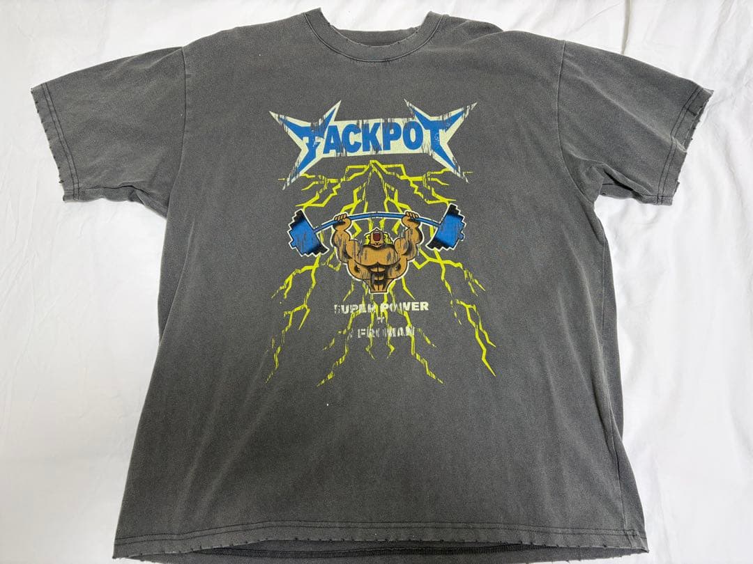 JACKPOT MARKET ビンテージグラフィックTシャツ グレー Lサイズ