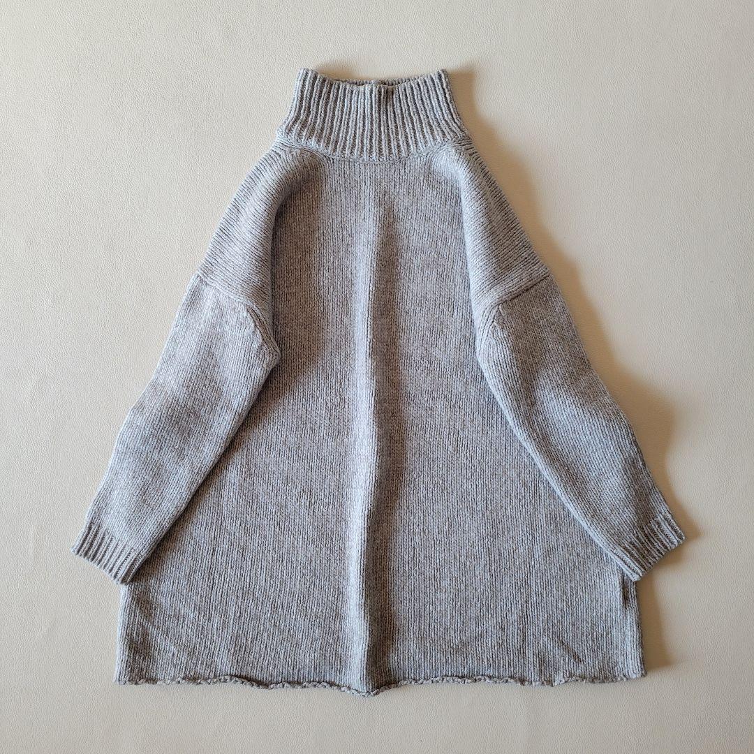 美品【evam eva】ウールヤクタートルニット チュニック ハイネック ワイド