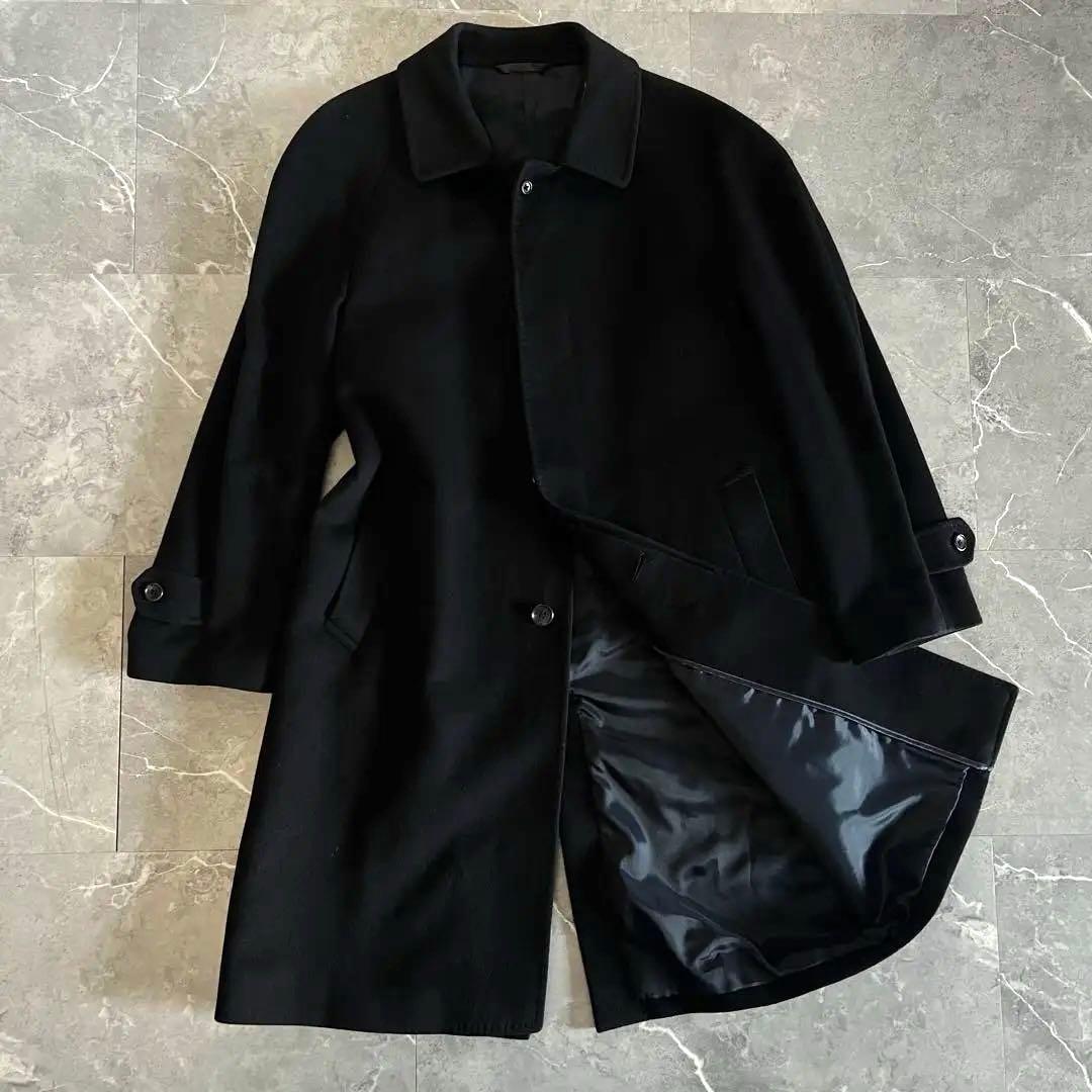 美品　高級カシミヤ100％　ロングコート ステンカラーコート 濃紺　ネイビー