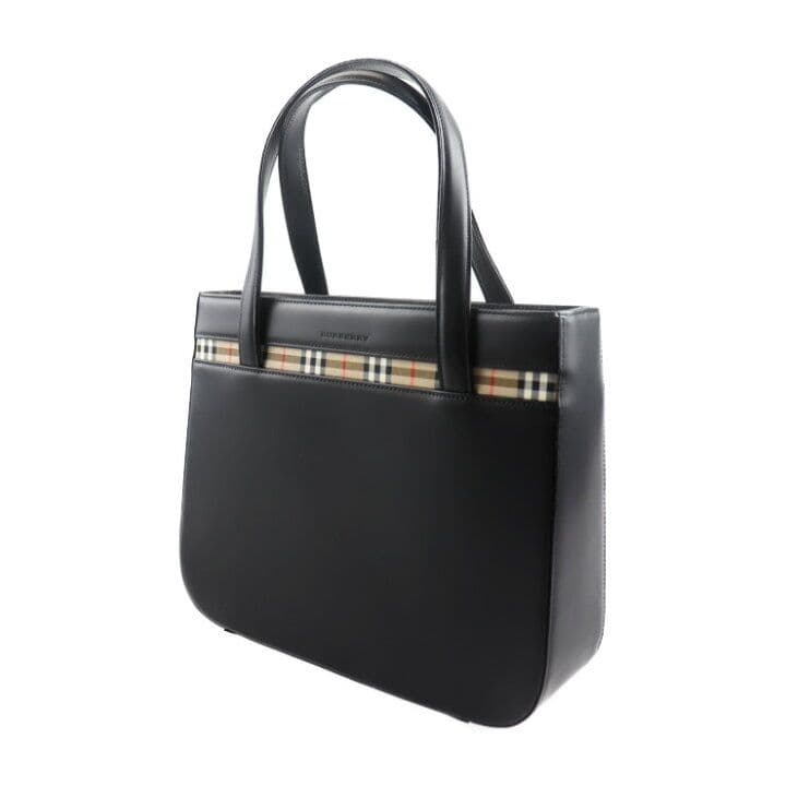 【美品】BURBERRY ノバチェック カーフレザー キャンバス ハンドバッグ