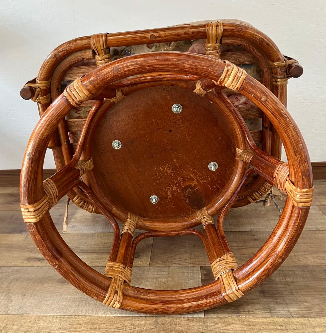 【EURO DECO】回転ラタンチェア　肘掛け付椅子　椅子　コメリ