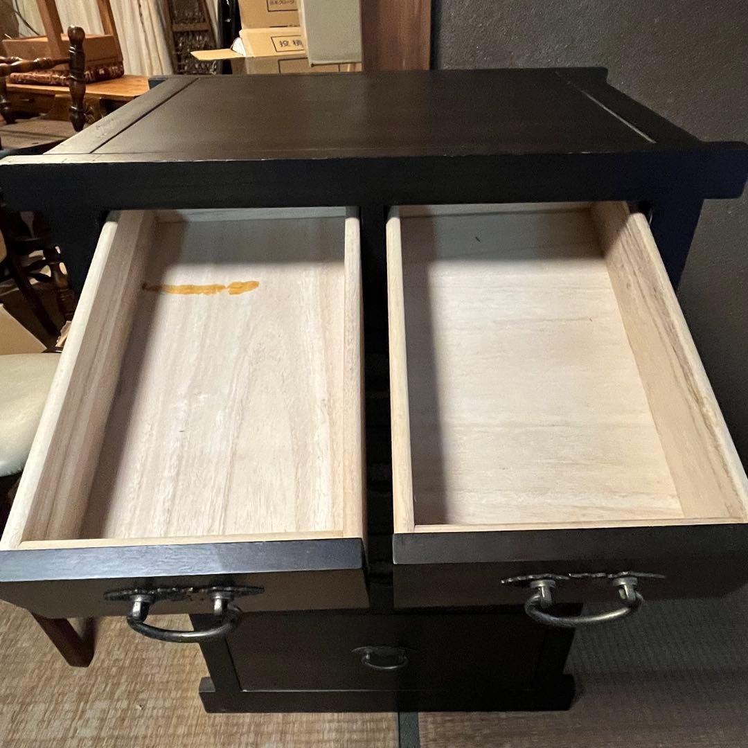 和箪笥 小箪笥 黒塗り 木製チェスト 6段 収納家具