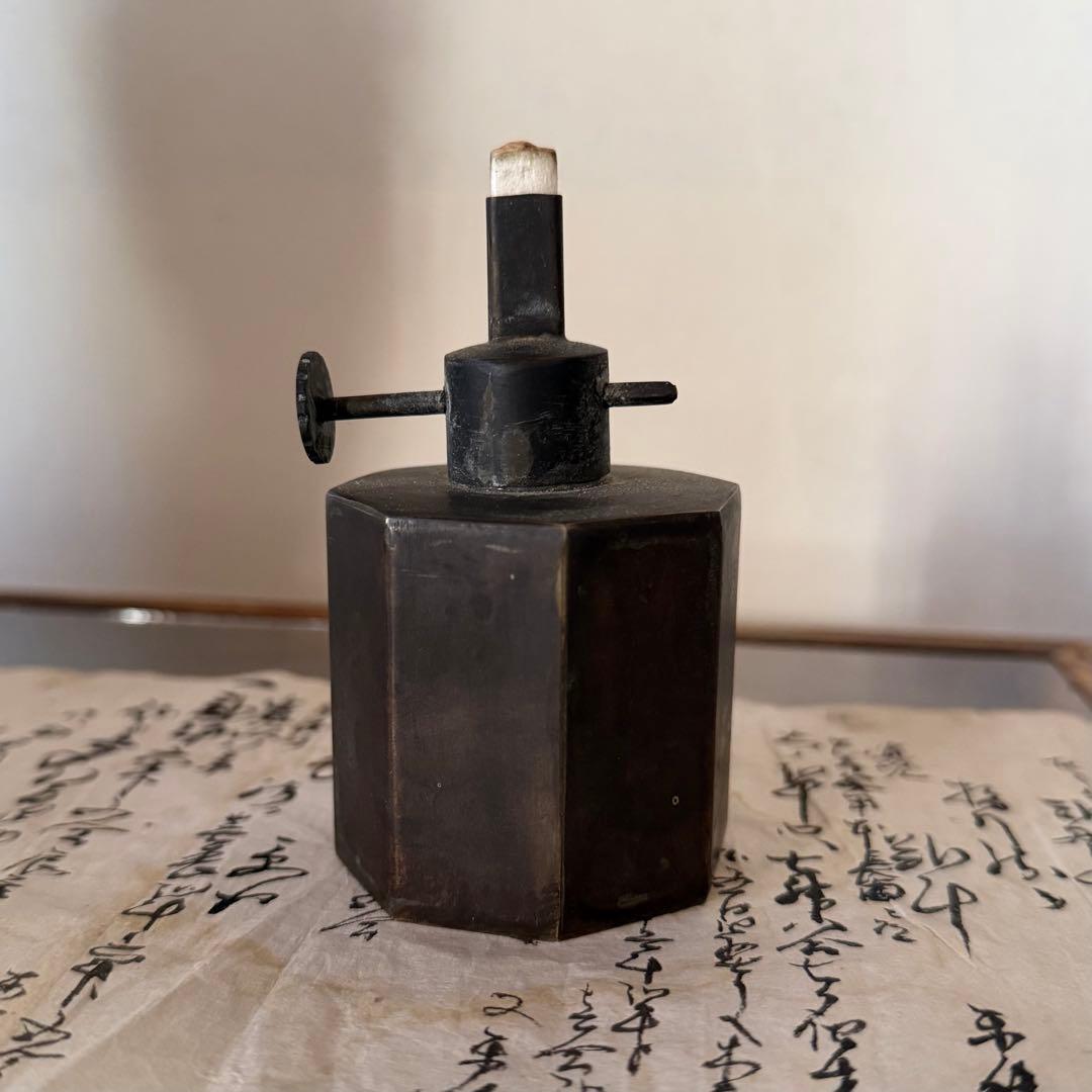 李朝　真鍮　オイルランプ