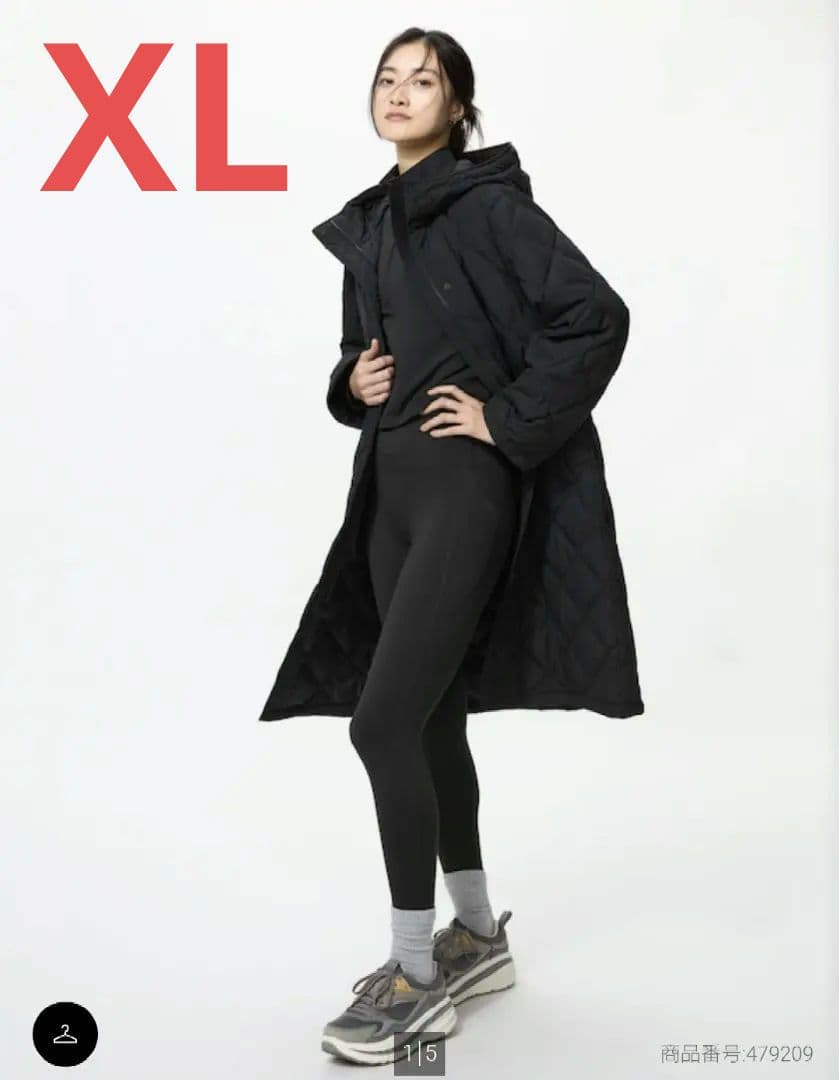 ユニクロ パファロングコート ブラック WOMEN XL