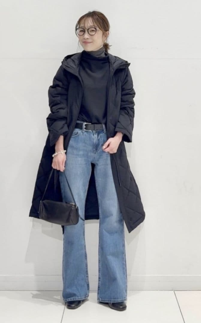 ユニクロ パファロングコート ブラック WOMEN XL