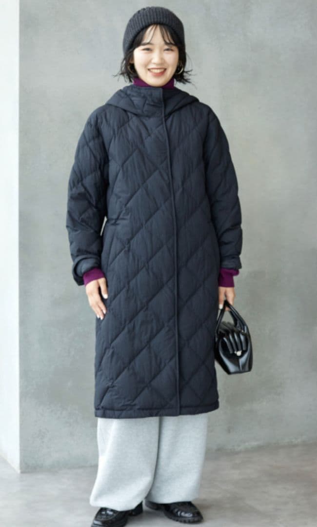 ユニクロ パファロングコート ブラック WOMEN XL