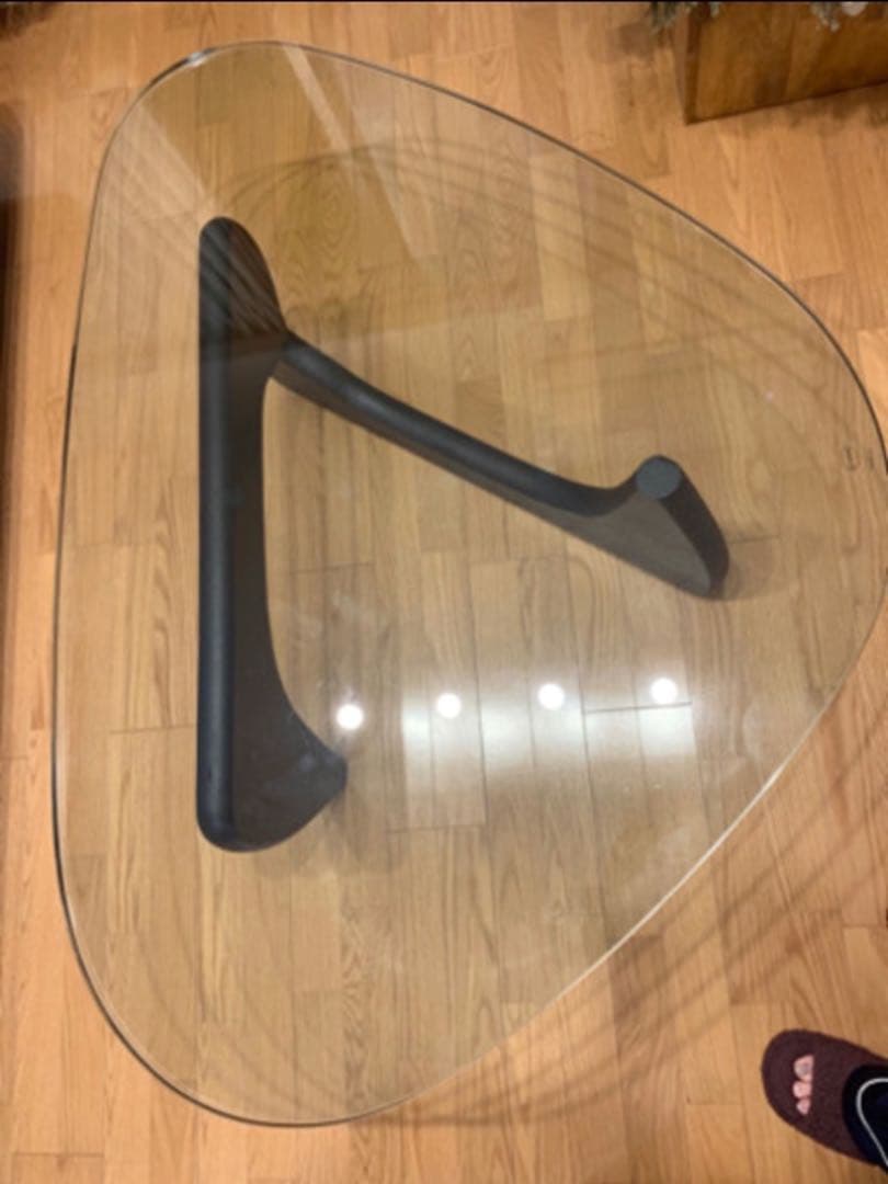 【美品】ガラスローテーブル ガラステーブル ローテーブル 黒 木製