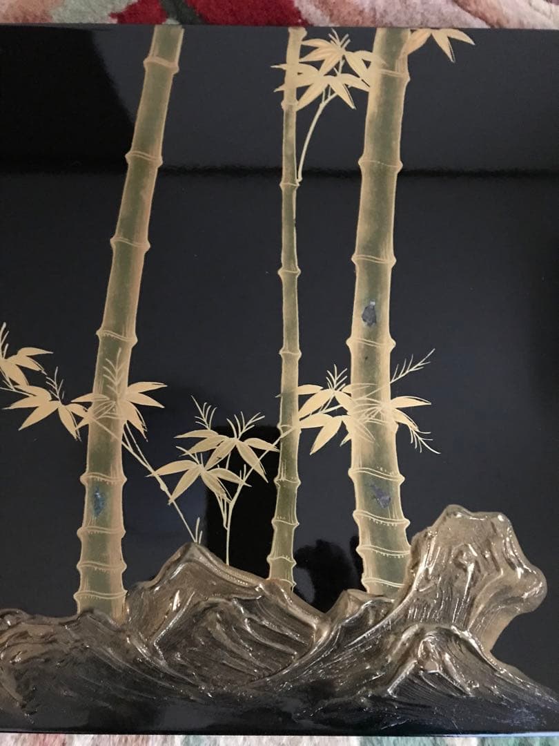 初代石川潤平 木目込　雛人形 鶴亀雛 本金蒔絵黒屏風