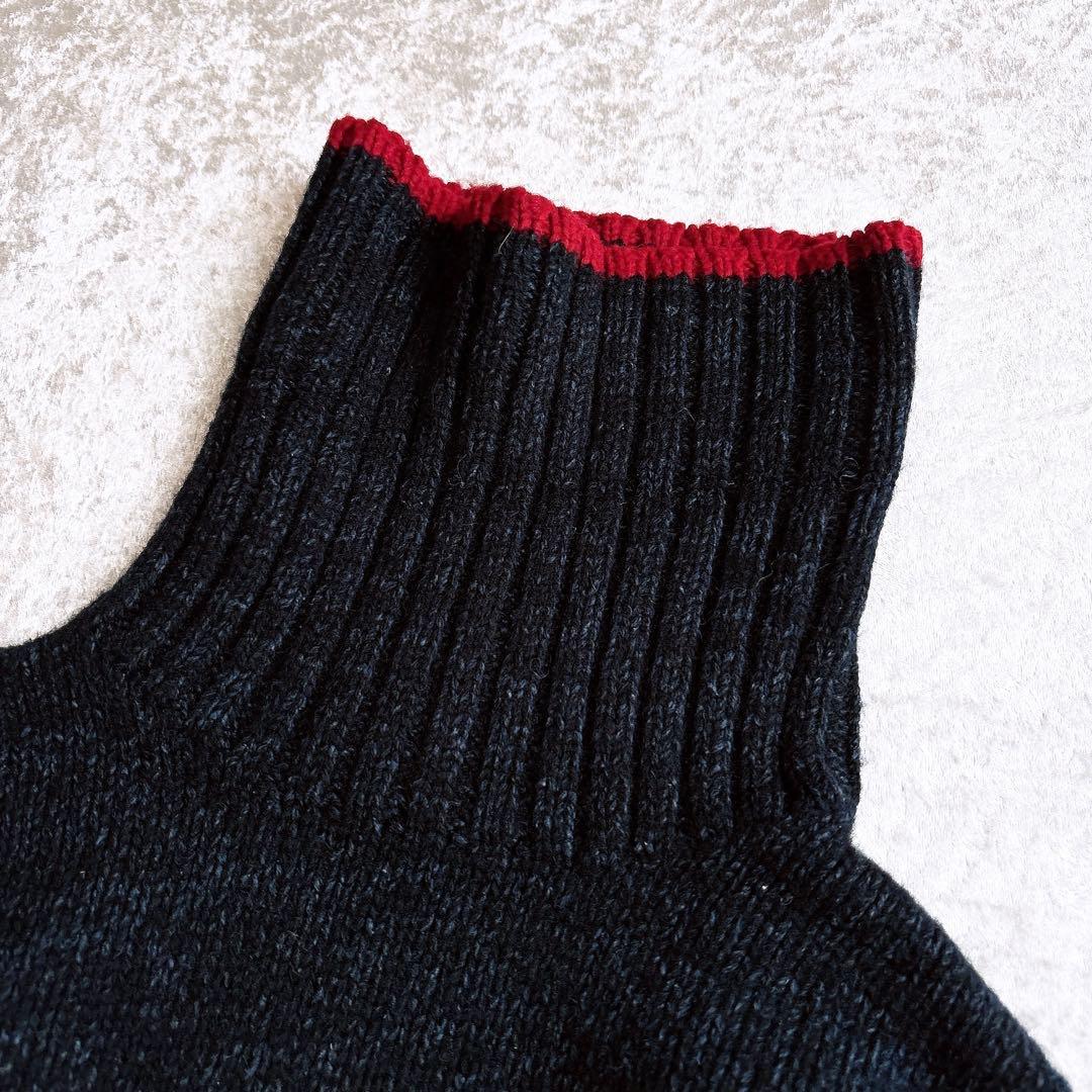 美品♡ラルフローレン　ハイネックニット　星　スター　シルク混　紺　L　大人気✨