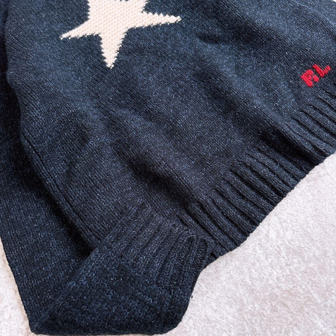 美品♡ラルフローレン　ハイネックニット　星　スター　シルク混　紺　L　大人気✨