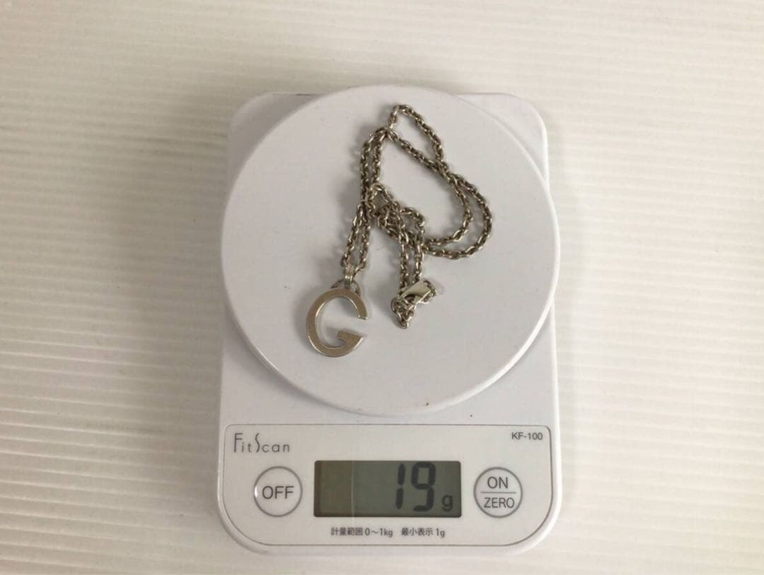 Y969 GUCCI ネックレス Gプレート シルバーAg925 ボールチェーン