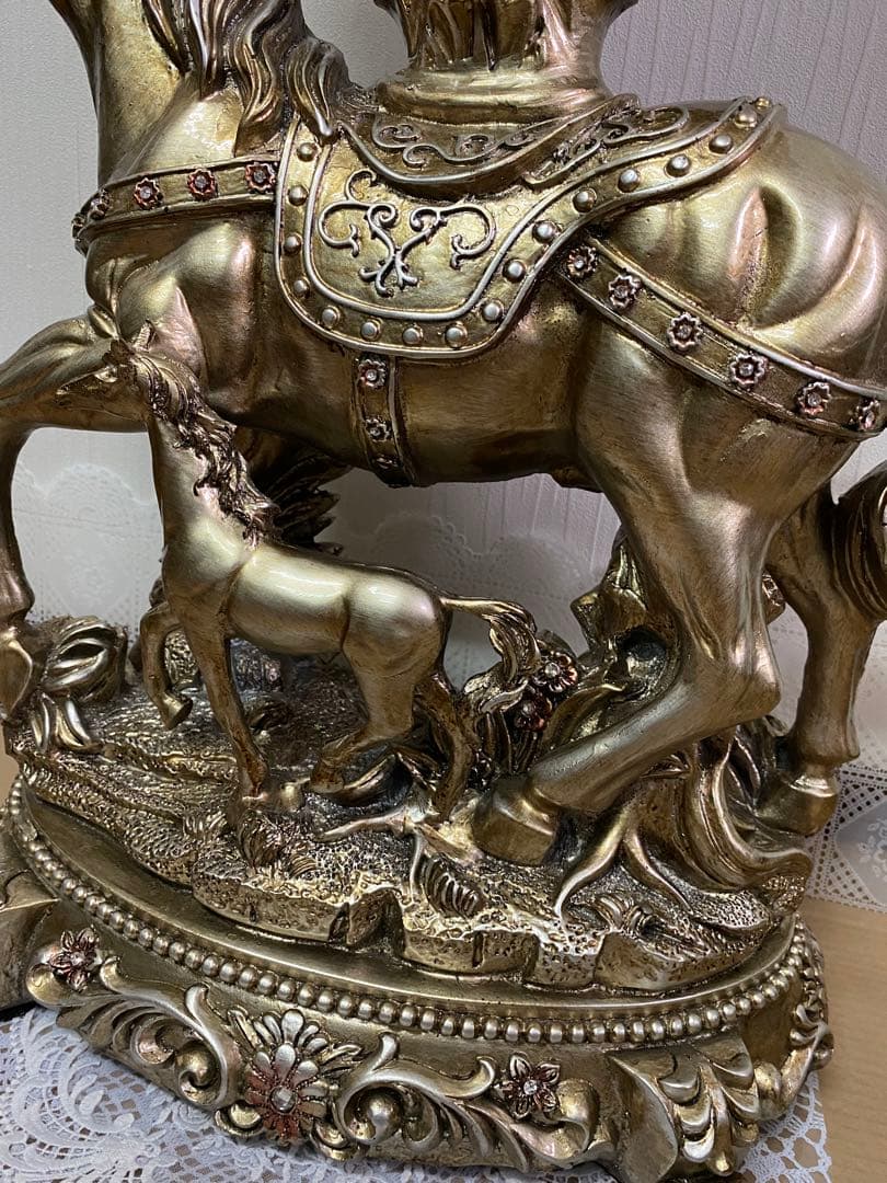 最終値下げ‼️*785　QUARTZ LISHENG 置き時計　馬の親子