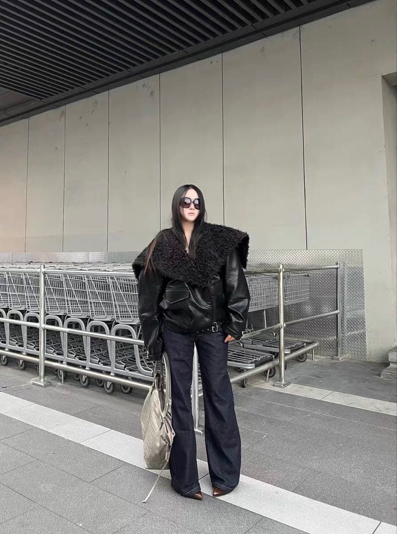 JNYLON-24AW ダーククール　PUレザー　オーバーシルエットジャケット